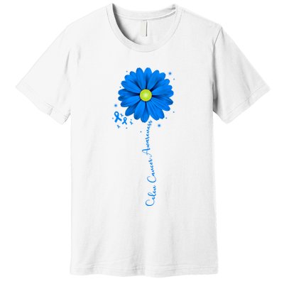 Colon Cancer Awareness Sunflower Ribbon Premium T-Shirt