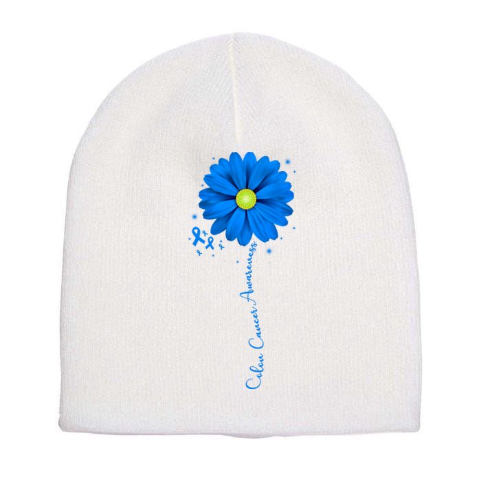 Colon Cancer Awareness Sunflower Ribbon Short Acrylic Beanie