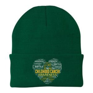 Childhood Cancer Awareness Hope Support Strong Warrior Knit Cap Winter Beanie