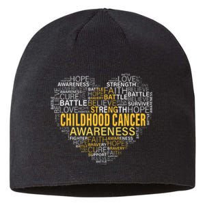 Childhood Cancer Awareness Hope Support Strong Warrior Sustainable Beanie