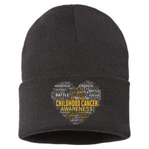 Childhood Cancer Awareness Hope Support Strong Warrior Sustainable Knit Beanie