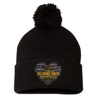 Childhood Cancer Awareness Hope Support Strong Warrior Pom Pom 12in Knit Beanie