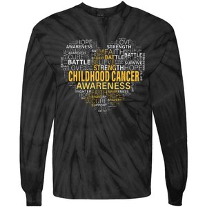 Childhood Cancer Awareness Hope Support Strong Warrior Tie-Dye Long Sleeve Shirt