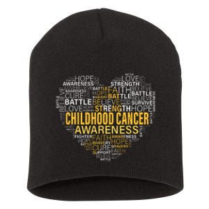 Childhood Cancer Awareness Hope Support Strong Warrior Short Acrylic Beanie