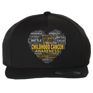 Childhood Cancer Awareness Hope Support Strong Warrior Wool Snapback Cap