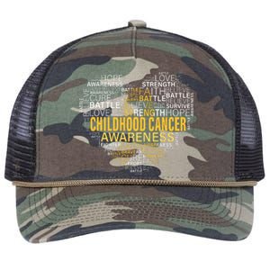 Childhood Cancer Awareness Hope Support Strong Warrior Retro Rope Trucker Hat Cap