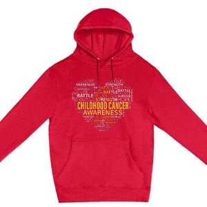 Childhood Cancer Awareness Hope Support Strong Warrior Premium Pullover Hoodie