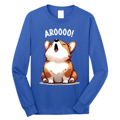 Cute Corgi Arooo Howl Puppy Lovers Dog Mom Gift Long Sleeve Shirt