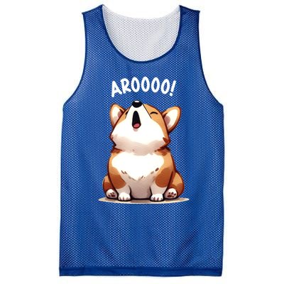 Cute Corgi Arooo Howl Puppy Lovers Dog Mom Gift Mesh Reversible Basketball Jersey Tank