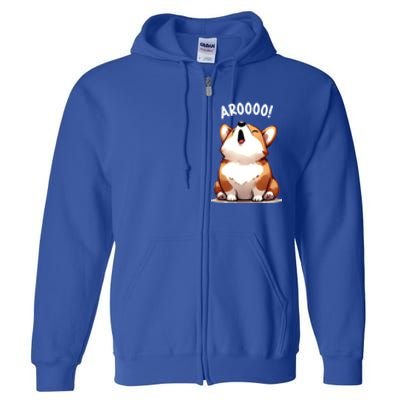 Cute Corgi Arooo Howl Puppy Lovers Dog Mom Gift Full Zip Hoodie