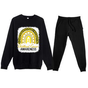 Childhood Cancer Awareness Hope Support Strong Warrior Premium Crewneck Sweatsuit Set