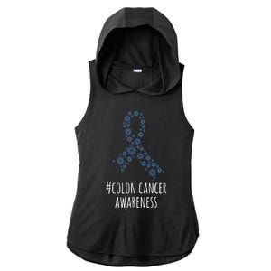 Colon Cancer Awareness Ribbon Ladies PosiCharge Tri-Blend Wicking Draft Hoodie Tank