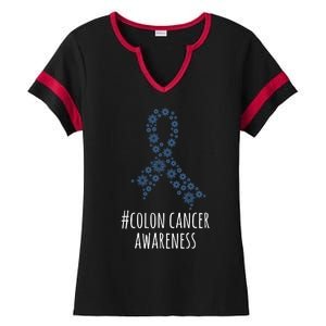 Colon Cancer Awareness Ribbon Ladies Halftime Notch Neck Tee