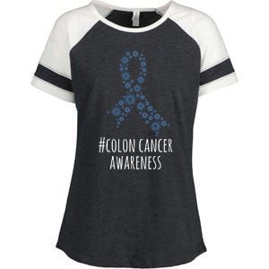 Colon Cancer Awareness Ribbon Enza Ladies Jersey Colorblock Tee