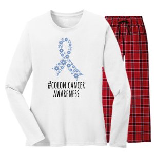 Colon Cancer Awareness Ribbon Women's Long Sleeve Flannel Pajama Set 