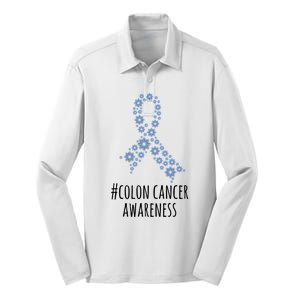 Colon Cancer Awareness Ribbon Silk Touch Performance Long Sleeve Polo