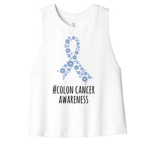 Colon Cancer Awareness Ribbon Women's Racerback Cropped Tank