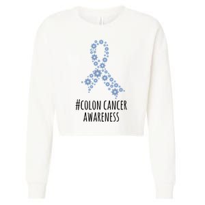 Colon Cancer Awareness Ribbon Cropped Pullover Crew