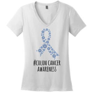 Colon Cancer Awareness Ribbon Women's V-Neck T-Shirt