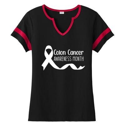 Colon Cancer Awareness Month Black Ladies Halftime Notch Neck Tee