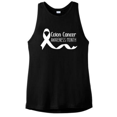 Colon Cancer Awareness Month Black Ladies PosiCharge Tri-Blend Wicking Tank