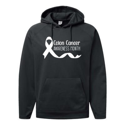 Colon Cancer Awareness Month Black Performance Fleece Hoodie