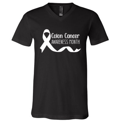 Colon Cancer Awareness Month Black V-Neck T-Shirt