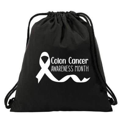 Colon Cancer Awareness Month Black Drawstring Bag