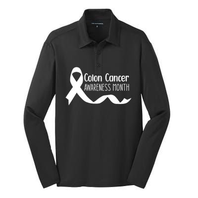 Colon Cancer Awareness Month Black Silk Touch Performance Long Sleeve Polo