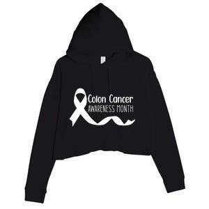 Colon Cancer Awareness Month Black Crop Fleece Hoodie