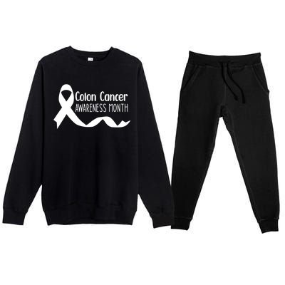 Colon Cancer Awareness Month Black Premium Crewneck Sweatsuit Set