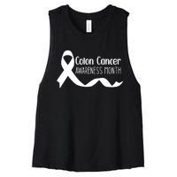 Colon Cancer Awareness Month Black Women's Racerback Cropped Tank