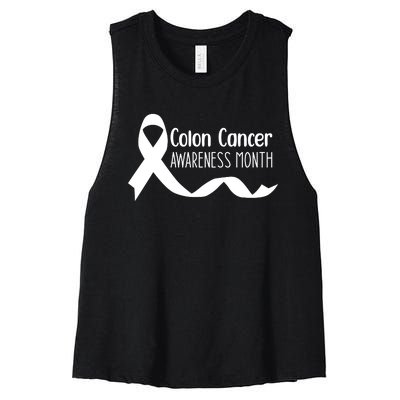 Colon Cancer Awareness Month Black Women's Racerback Cropped Tank