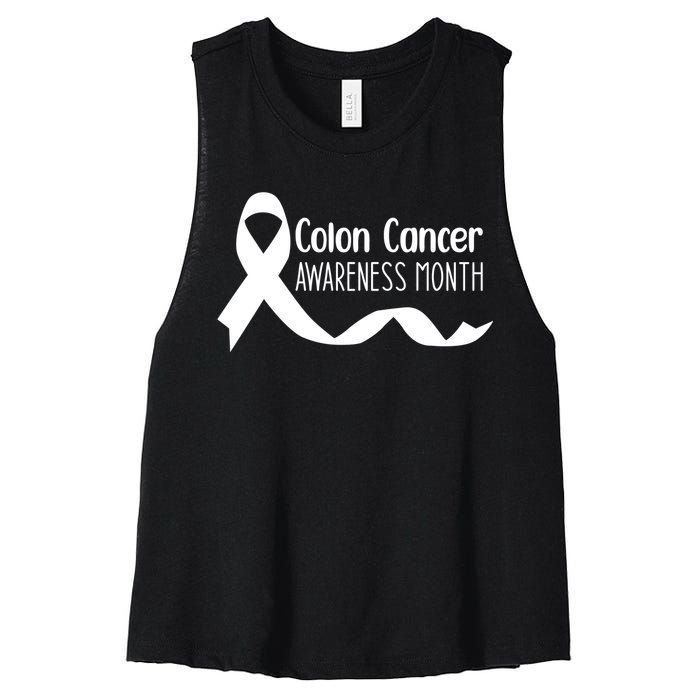 Colon Cancer Awareness Month Black Women's Racerback Cropped Tank