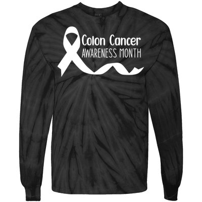 Colon Cancer Awareness Month Black Tie-Dye Long Sleeve Shirt