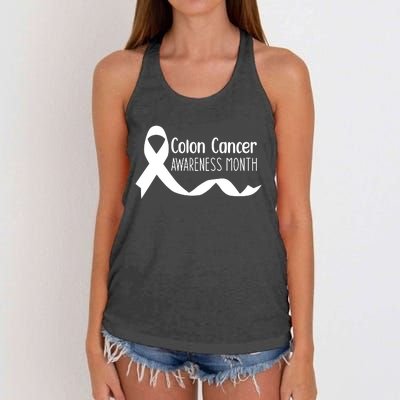 Colon Cancer Awareness Month Black Women's Knotted Racerback Tank