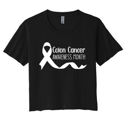 Colon Cancer Awareness Month Black Women's Crop Top Tee