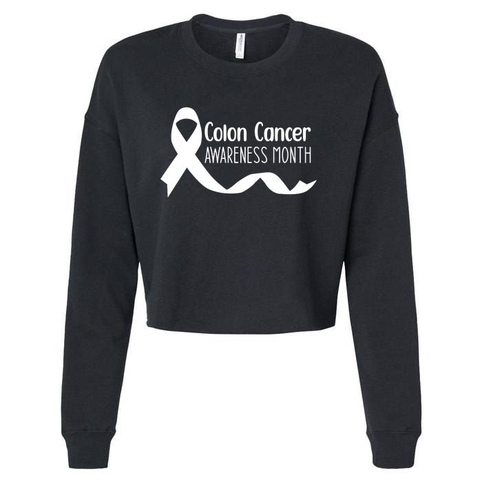 Colon Cancer Awareness Month Black Cropped Pullover Crew