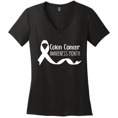 Colon Cancer Awareness Month Black Women's V-Neck T-Shirt