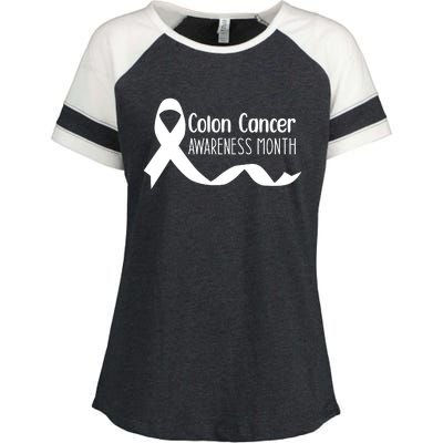 Colon Cancer Awareness Month Black Enza Ladies Jersey Colorblock Tee