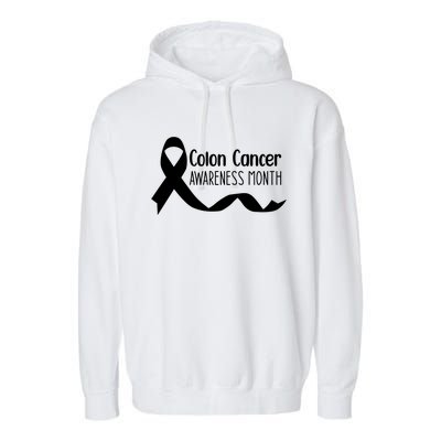 Colon Cancer Awareness Month Black Garment-Dyed Fleece Hoodie