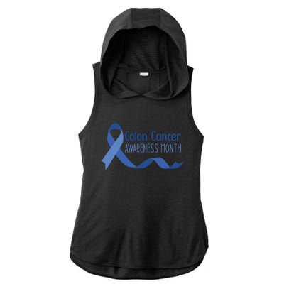 Colon Cancer Awareness Month Ladies PosiCharge Tri-Blend Wicking Draft Hoodie Tank