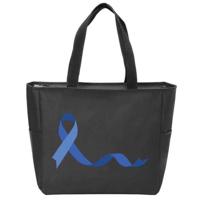 Colon Cancer Awareness Ribbon Zip Tote Bag