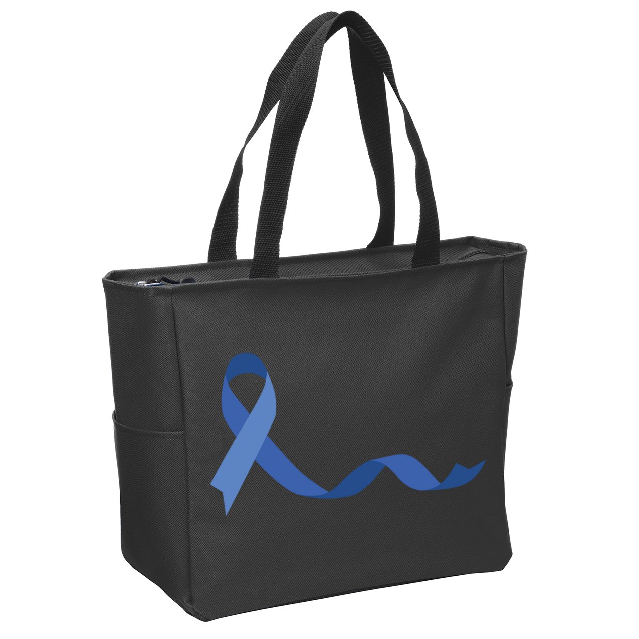 Colon Cancer Awareness Ribbon Zip Tote Bag