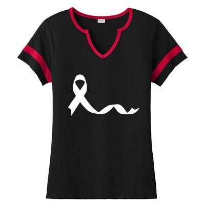 Colon Cancer Awareness Ribbon Black Ladies Halftime Notch Neck Tee