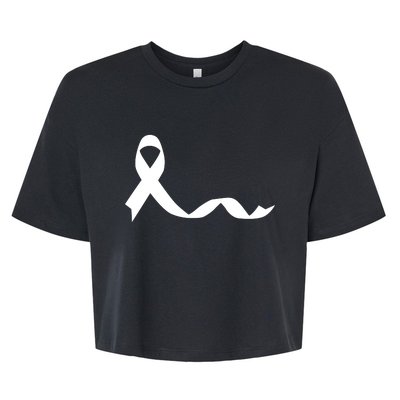 Colon Cancer Awareness Ribbon Black Bella+Canvas Jersey Crop Tee