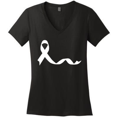 Colon Cancer Awareness Ribbon Black Women's V-Neck T-Shirt