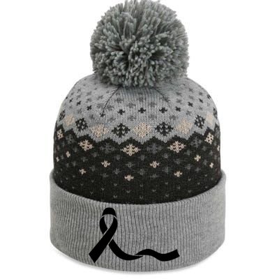 Colon Cancer Awareness Ribbon Black The Baniff Cuffed Pom Beanie