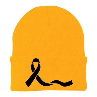 Colon Cancer Awareness Ribbon Black Knit Cap Winter Beanie