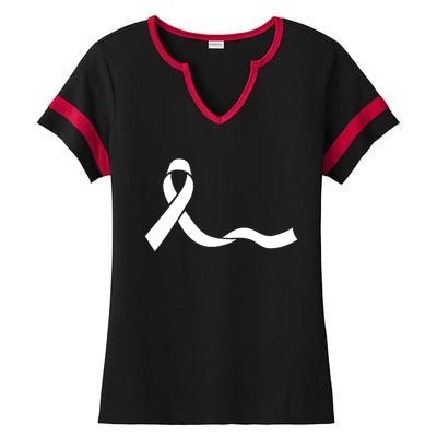 Colon Cancer Awareness Ribbon Black Ladies Halftime Notch Neck Tee